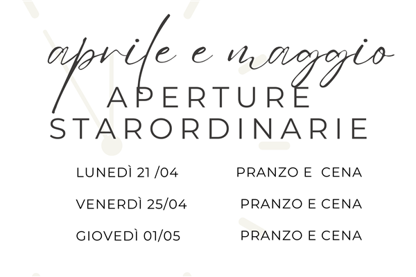 APERTURE STRAORDINARIE